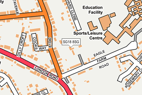 SG18 8SG map - OS OpenMap – Local (Ordnance Survey)