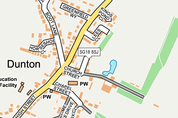 SG18 8SJ map - OS OpenMap – Local (Ordnance Survey)