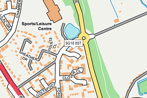 SG18 8ST map - OS OpenMap – Local (Ordnance Survey)