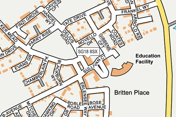 SG18 8SX map - OS OpenMap – Local (Ordnance Survey)