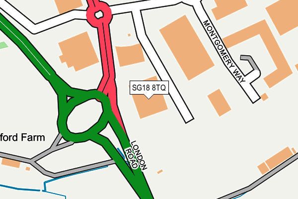 SG18 8TQ map - OS OpenMap – Local (Ordnance Survey)