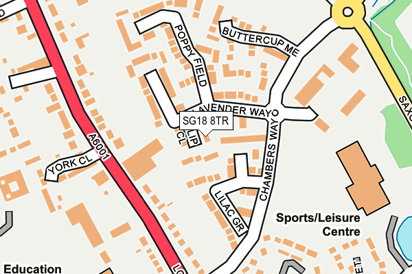 SG18 8TR map - OS OpenMap – Local (Ordnance Survey)
