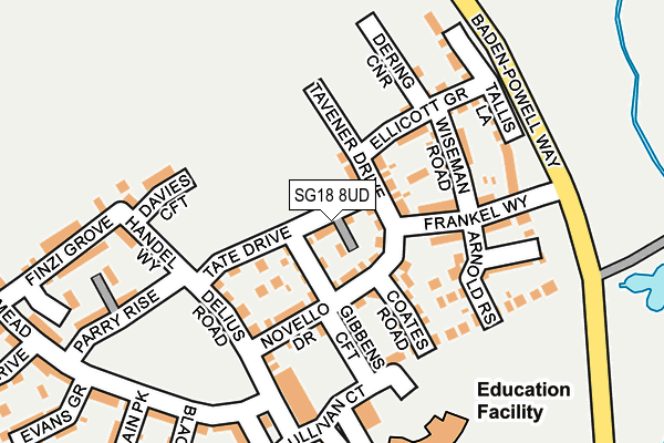 SG18 8UD map - OS OpenMap – Local (Ordnance Survey)