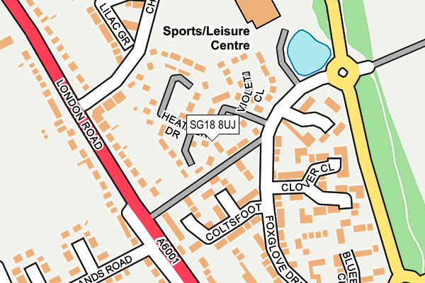 SG18 8UJ map - OS OpenMap – Local (Ordnance Survey)