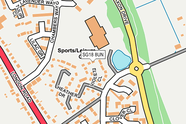 SG18 8UN map - OS OpenMap – Local (Ordnance Survey)