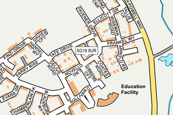 SG18 8UR map - OS OpenMap – Local (Ordnance Survey)