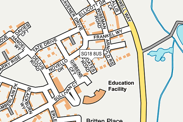 SG18 8US map - OS OpenMap – Local (Ordnance Survey)