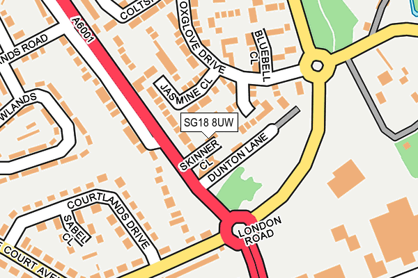 SG18 8UW map - OS OpenMap – Local (Ordnance Survey)