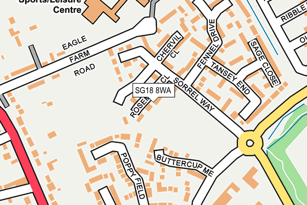 SG18 8WA map - OS OpenMap – Local (Ordnance Survey)