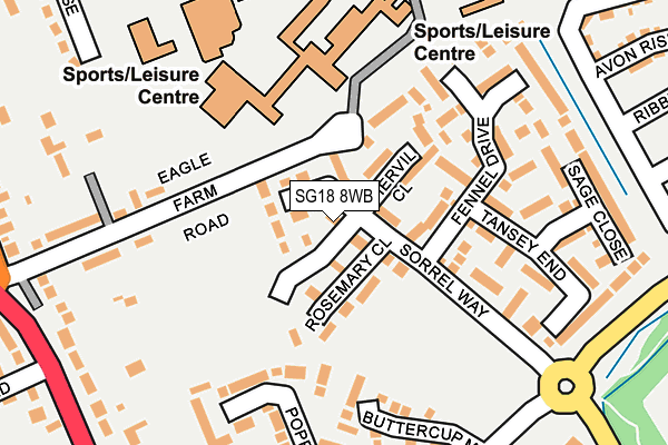 SG18 8WB map - OS OpenMap – Local (Ordnance Survey)