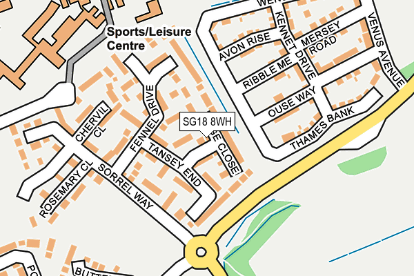 SG18 8WH map - OS OpenMap – Local (Ordnance Survey)