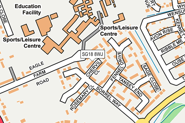 SG18 8WJ map - OS OpenMap – Local (Ordnance Survey)