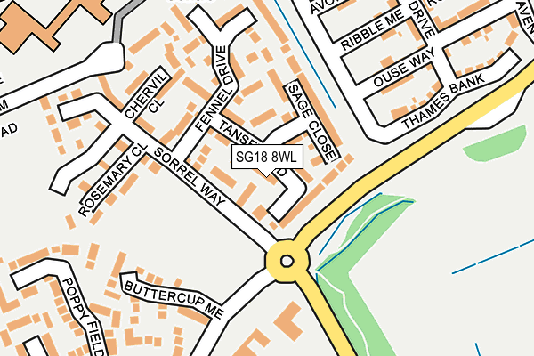 SG18 8WL map - OS OpenMap – Local (Ordnance Survey)
