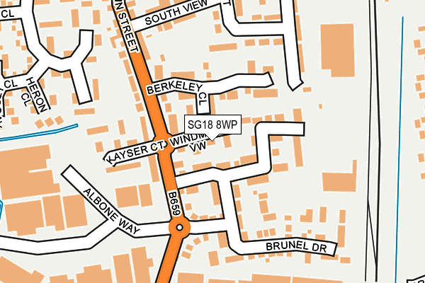 SG18 8WP map - OS OpenMap – Local (Ordnance Survey)