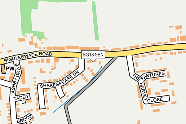 SG18 9BN map - OS OpenMap – Local (Ordnance Survey)