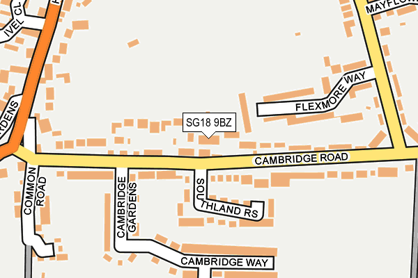 SG18 9BZ map - OS OpenMap – Local (Ordnance Survey)