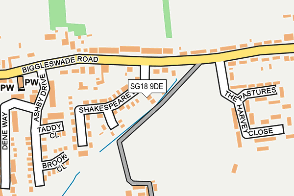 SG18 9DE map - OS OpenMap – Local (Ordnance Survey)