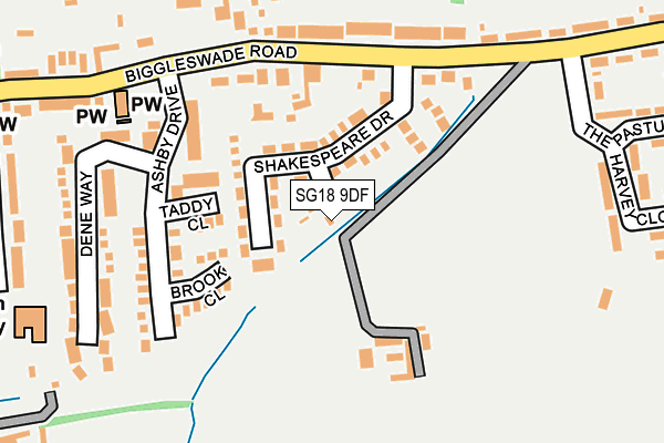 SG18 9DF map - OS OpenMap – Local (Ordnance Survey)