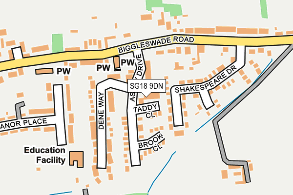 SG18 9DN map - OS OpenMap – Local (Ordnance Survey)