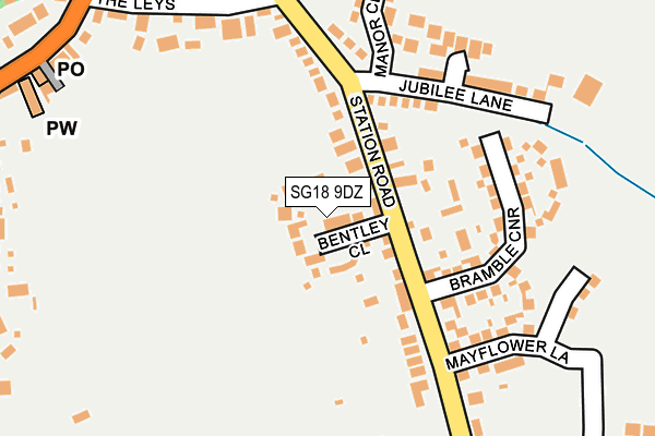 SG18 9DZ map - OS OpenMap – Local (Ordnance Survey)