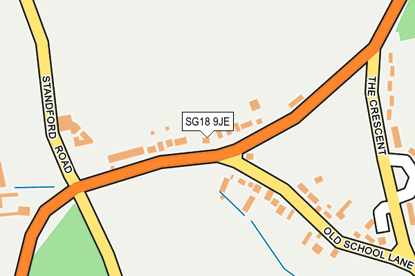SG18 9JE map - OS OpenMap – Local (Ordnance Survey)