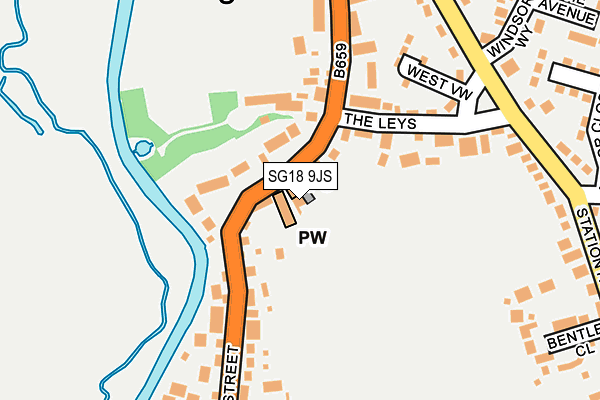 SG18 9JS map - OS OpenMap – Local (Ordnance Survey)