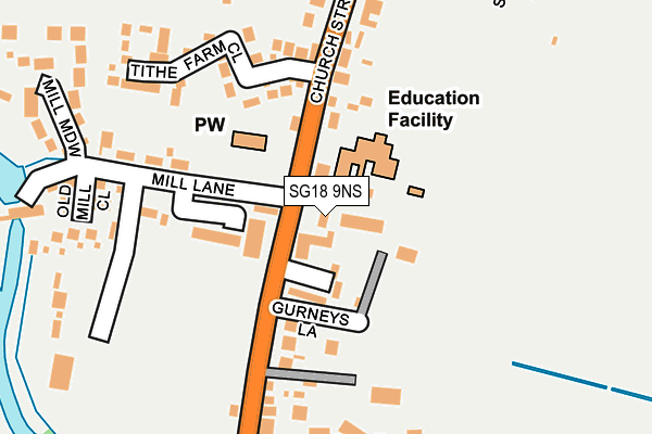 SG18 9NS map - OS OpenMap – Local (Ordnance Survey)