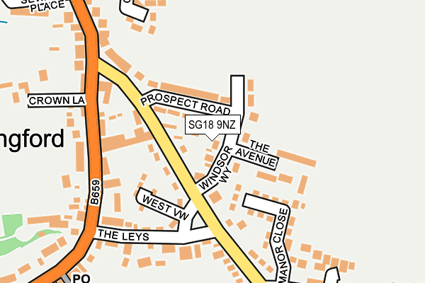 SG18 9NZ map - OS OpenMap – Local (Ordnance Survey)