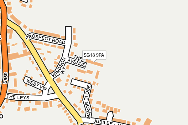 SG18 9PA map - OS OpenMap – Local (Ordnance Survey)