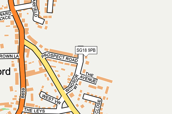 SG18 9PB map - OS OpenMap – Local (Ordnance Survey)