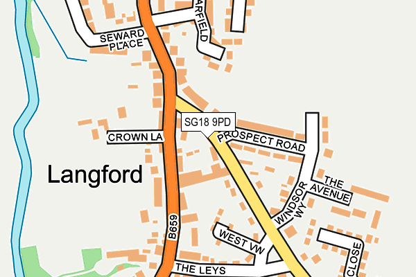 SG18 9PD map - OS OpenMap – Local (Ordnance Survey)