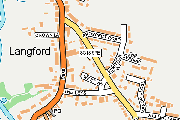 SG18 9PE map - OS OpenMap – Local (Ordnance Survey)