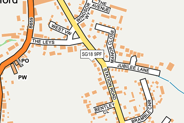 SG18 9PF map - OS OpenMap – Local (Ordnance Survey)