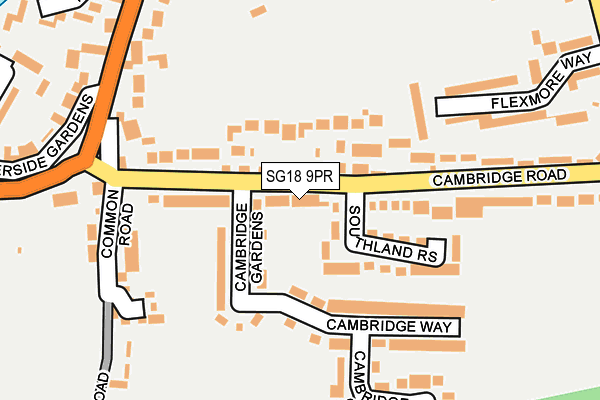 SG18 9PR map - OS OpenMap – Local (Ordnance Survey)