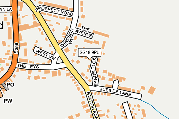 SG18 9PU map - OS OpenMap – Local (Ordnance Survey)