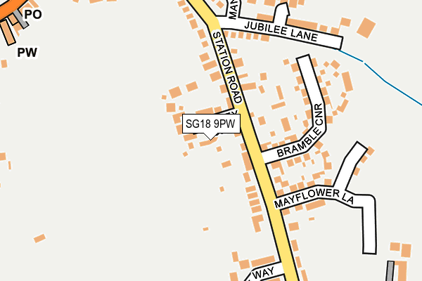 SG18 9PW map - OS OpenMap – Local (Ordnance Survey)