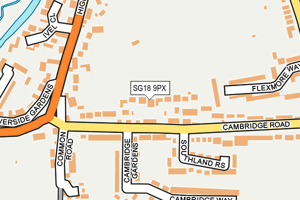 SG18 9PX map - OS OpenMap – Local (Ordnance Survey)