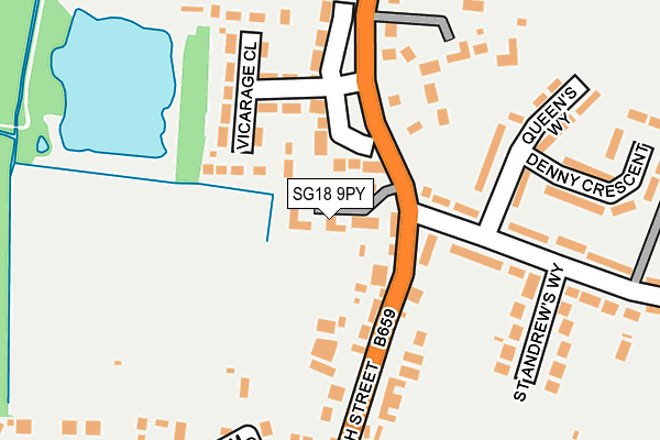 SG18 9PY map - OS OpenMap – Local (Ordnance Survey)