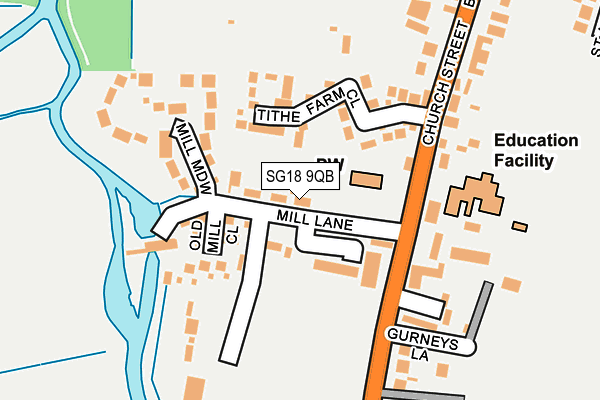 SG18 9QB map - OS OpenMap – Local (Ordnance Survey)