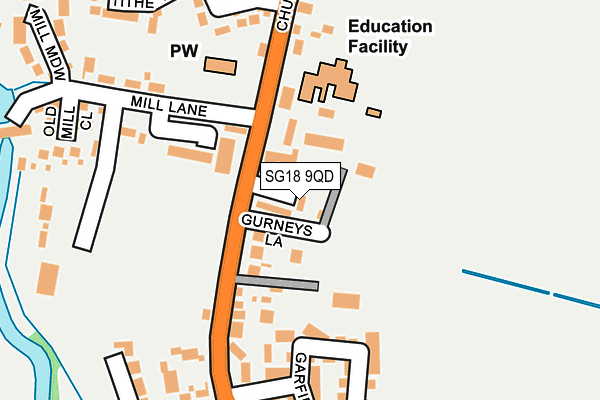 SG18 9QD map - OS OpenMap – Local (Ordnance Survey)