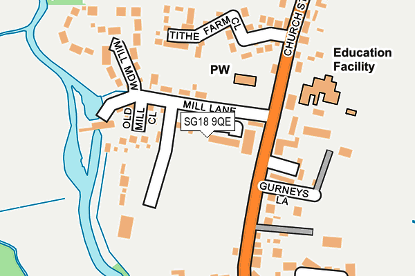 SG18 9QE map - OS OpenMap – Local (Ordnance Survey)