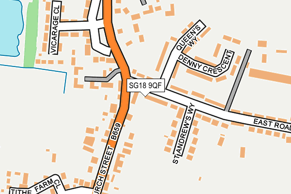 SG18 9QF map - OS OpenMap – Local (Ordnance Survey)