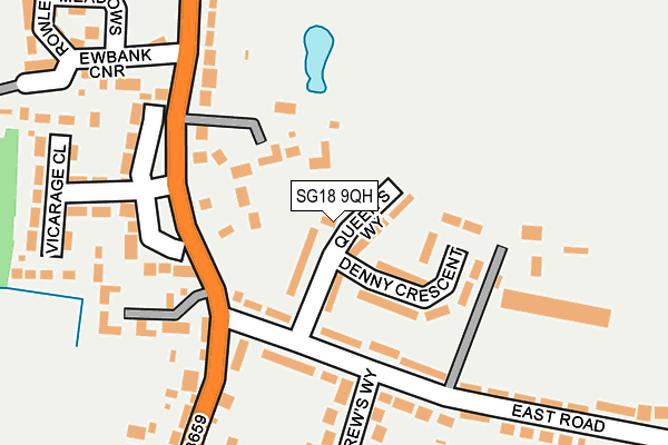 SG18 9QH map - OS OpenMap – Local (Ordnance Survey)