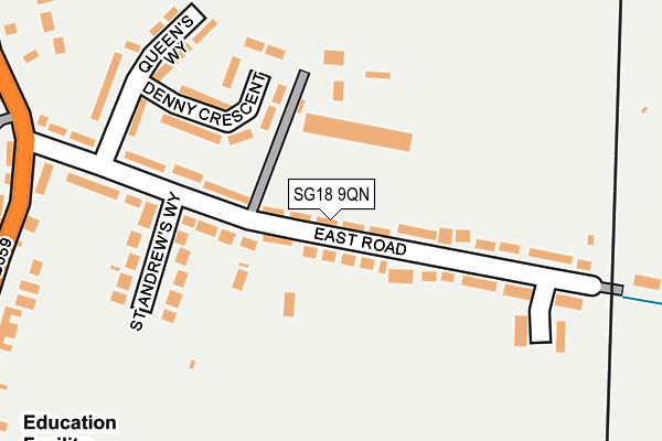 SG18 9QN map - OS OpenMap – Local (Ordnance Survey)