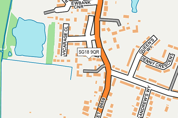 SG18 9QR map - OS OpenMap – Local (Ordnance Survey)