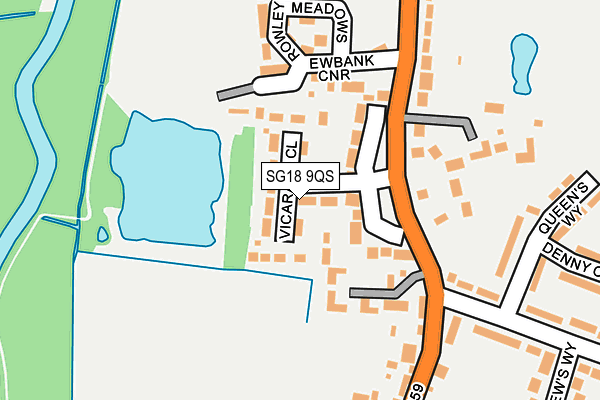 SG18 9QS map - OS OpenMap – Local (Ordnance Survey)
