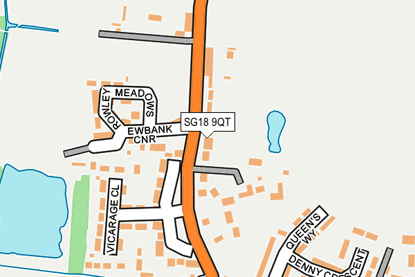 SG18 9QT map - OS OpenMap – Local (Ordnance Survey)