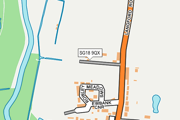 SG18 9QX map - OS OpenMap – Local (Ordnance Survey)