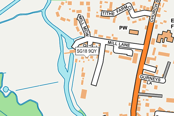 SG18 9QY map - OS OpenMap – Local (Ordnance Survey)