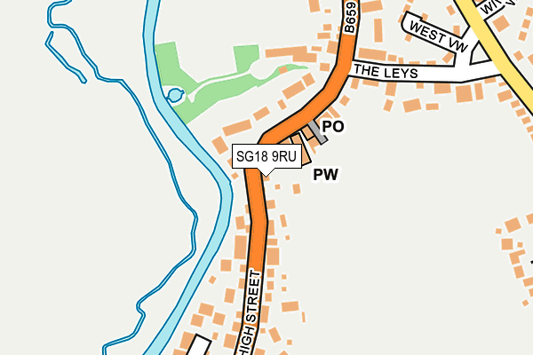 SG18 9RU map - OS OpenMap – Local (Ordnance Survey)